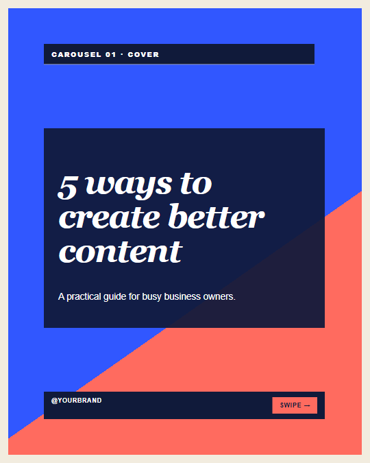 Real carousel template from the Growth Kit