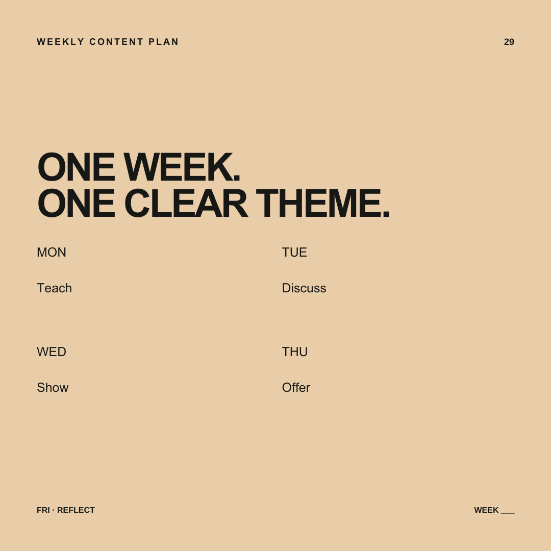 Weekly planning template included in the Social Media Starter Kit