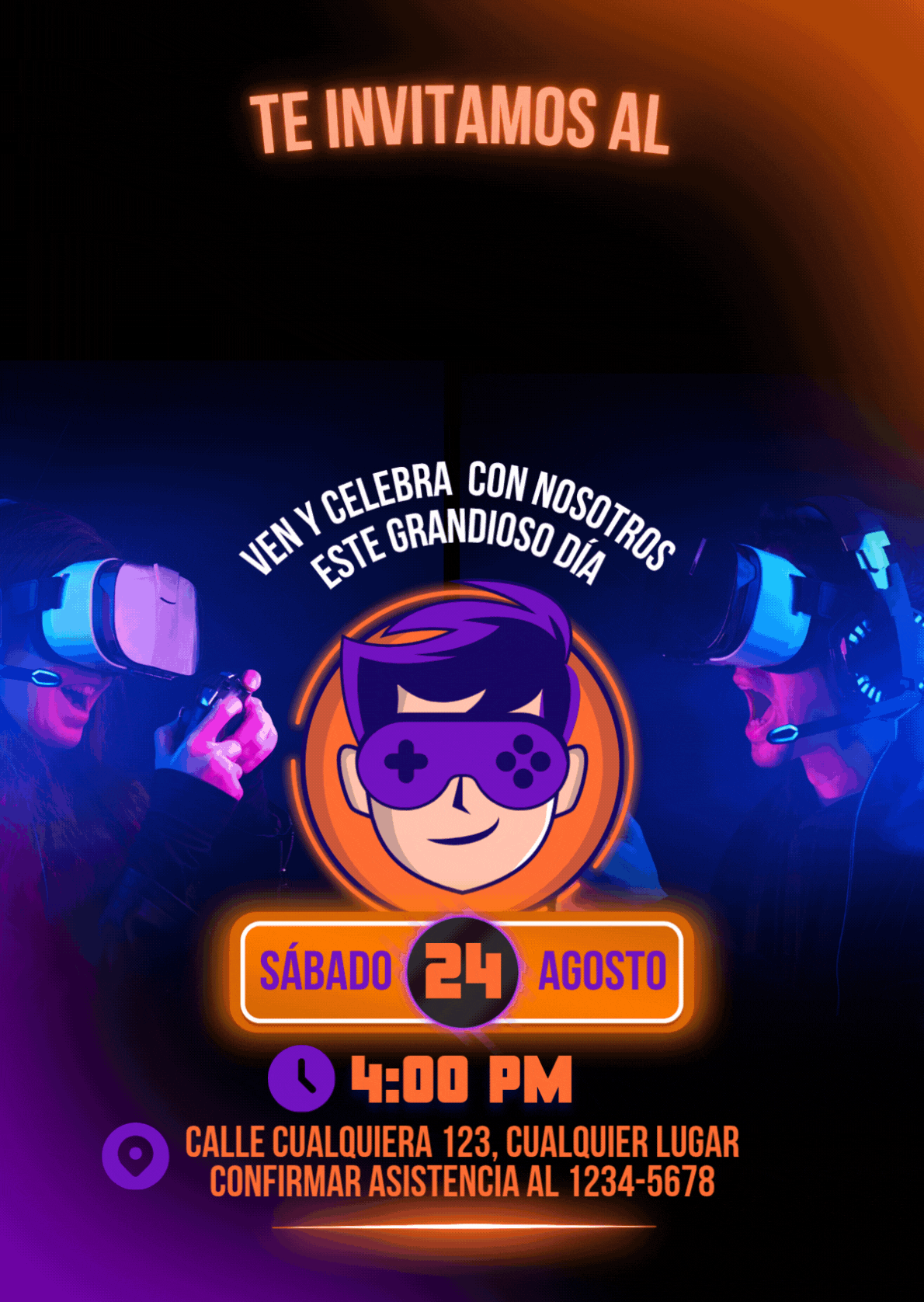 [00012] Tarjeta Digital de Cumpleaños – Estilo Gamer Neon y Realidad Virtual 🎮⚡