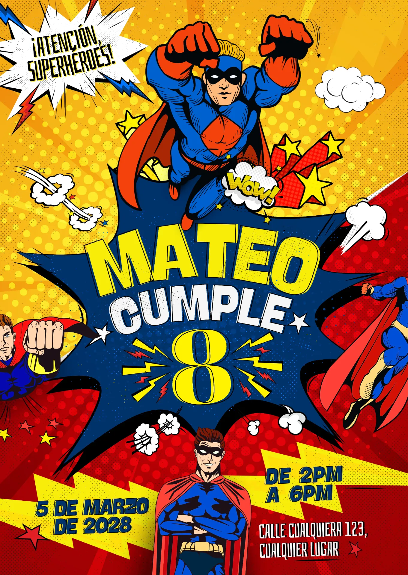 [00015] 🦸 Invitación Digital de Cumpleaños – Temática Superhéroes