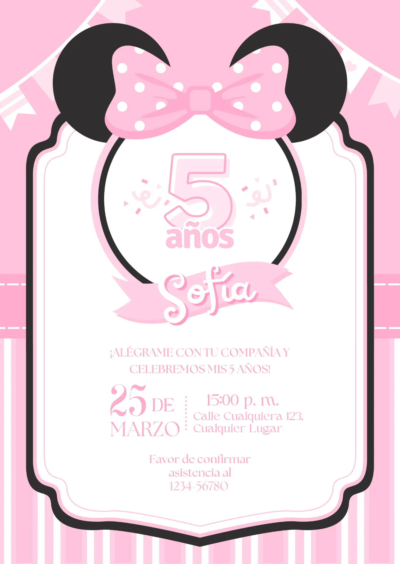 [00017] Tarjeta de Cumpleaños Digital Personalizada  - Invitación para WhatsApp Rosa Elegante 🎀✨