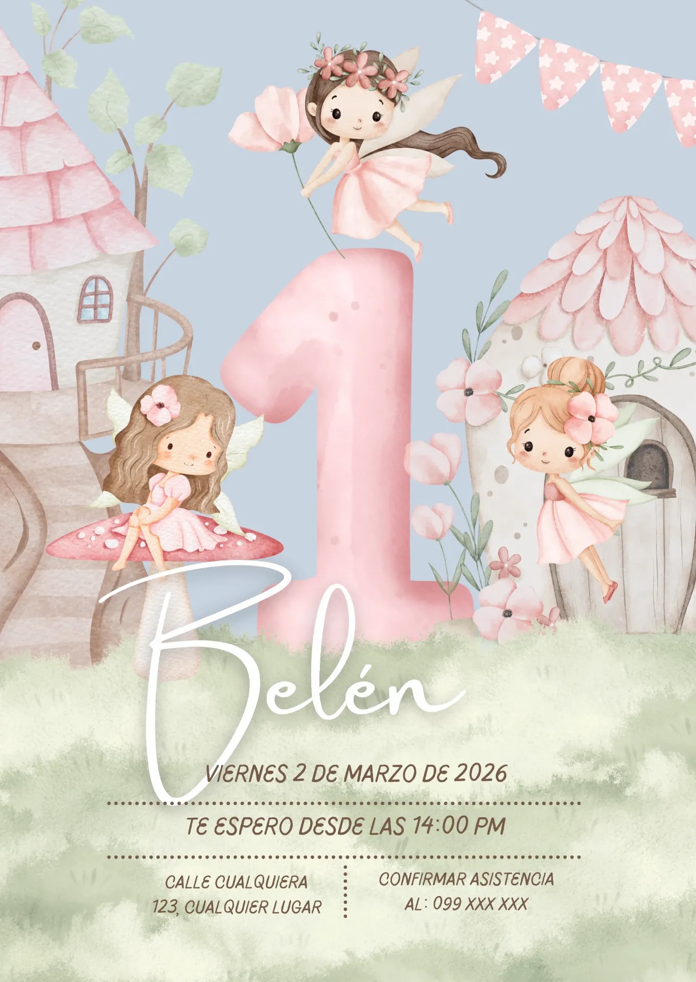 [00019] Tarjeta de Cumpleaños Digital Personalizada  - Invitación para WhatsApp Temática Hadas Mágicas 🧚‍♀️🌸
