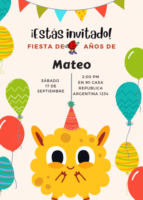[00003] 🎂 Invitación Digital Animada - Cumpleaños Infantil 🎉